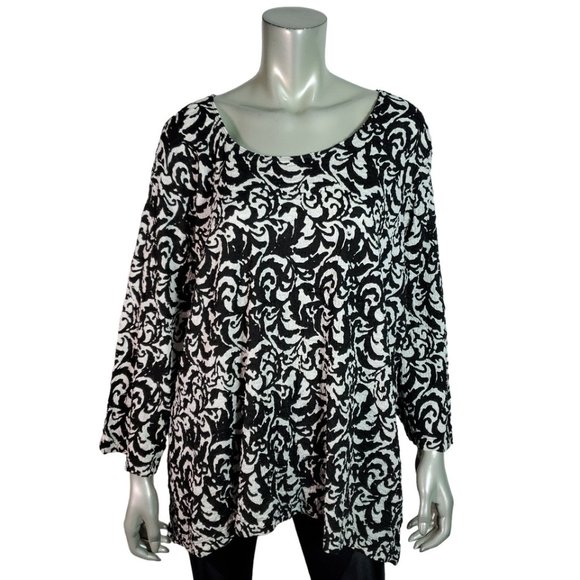 Jaclyn Smith Top Plus Size 3X Textured Crinkle Stretch Long Sleeve Casual Black - Picture 1 of 6